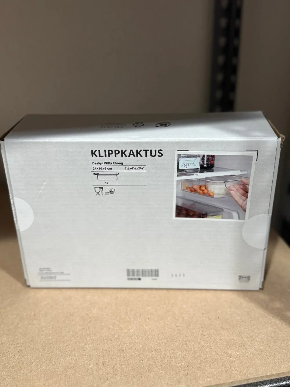 IKEA KLIPPKAKTUS Fridge Storage Box w Lid 9.5x6.25x2.4 Clear Open Box Unused